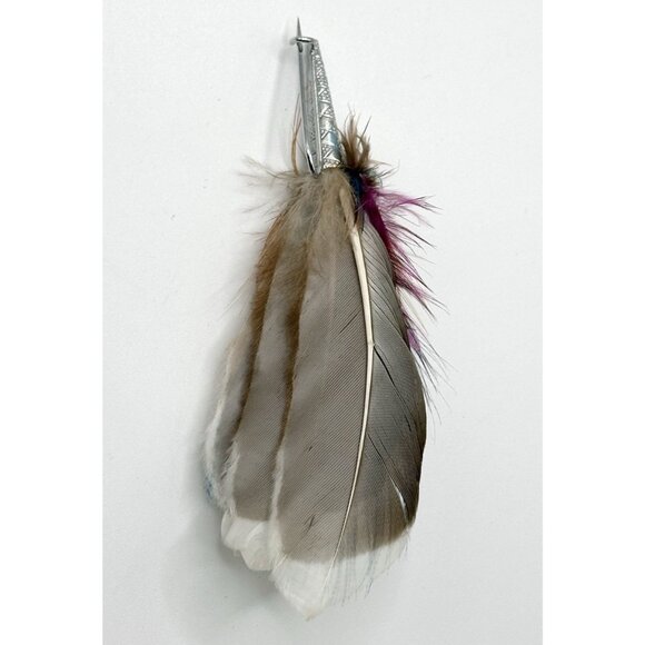 Unmarked Celtic Scottish Feather Plume Pin Brooch - Picture 2 of 2